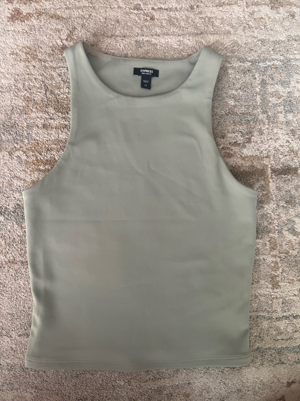 Express Soft Green Sleeveless Cropped Body Contour Tank Top
